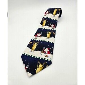 Vintage Golden Wreath American Greetings Christmas Tie NWT Santa Reindeer